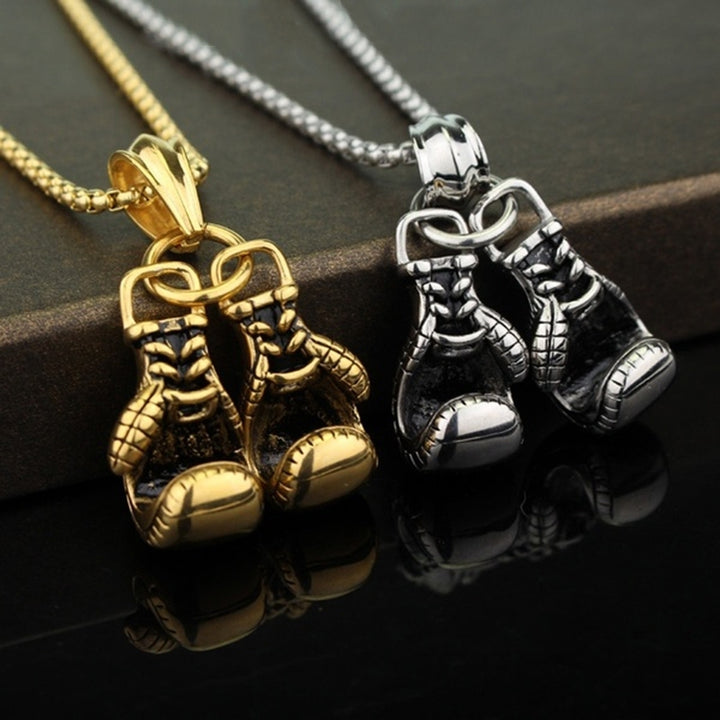 Fashion Men Boxing Glove Pendant Chain Necklace Fitness Sports Jewelry Gift Image 4