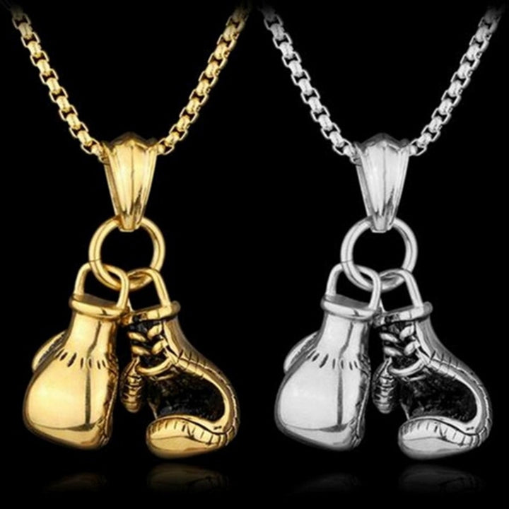 Fashion Men Boxing Glove Pendant Chain Necklace Fitness Sports Jewelry Gift Image 6