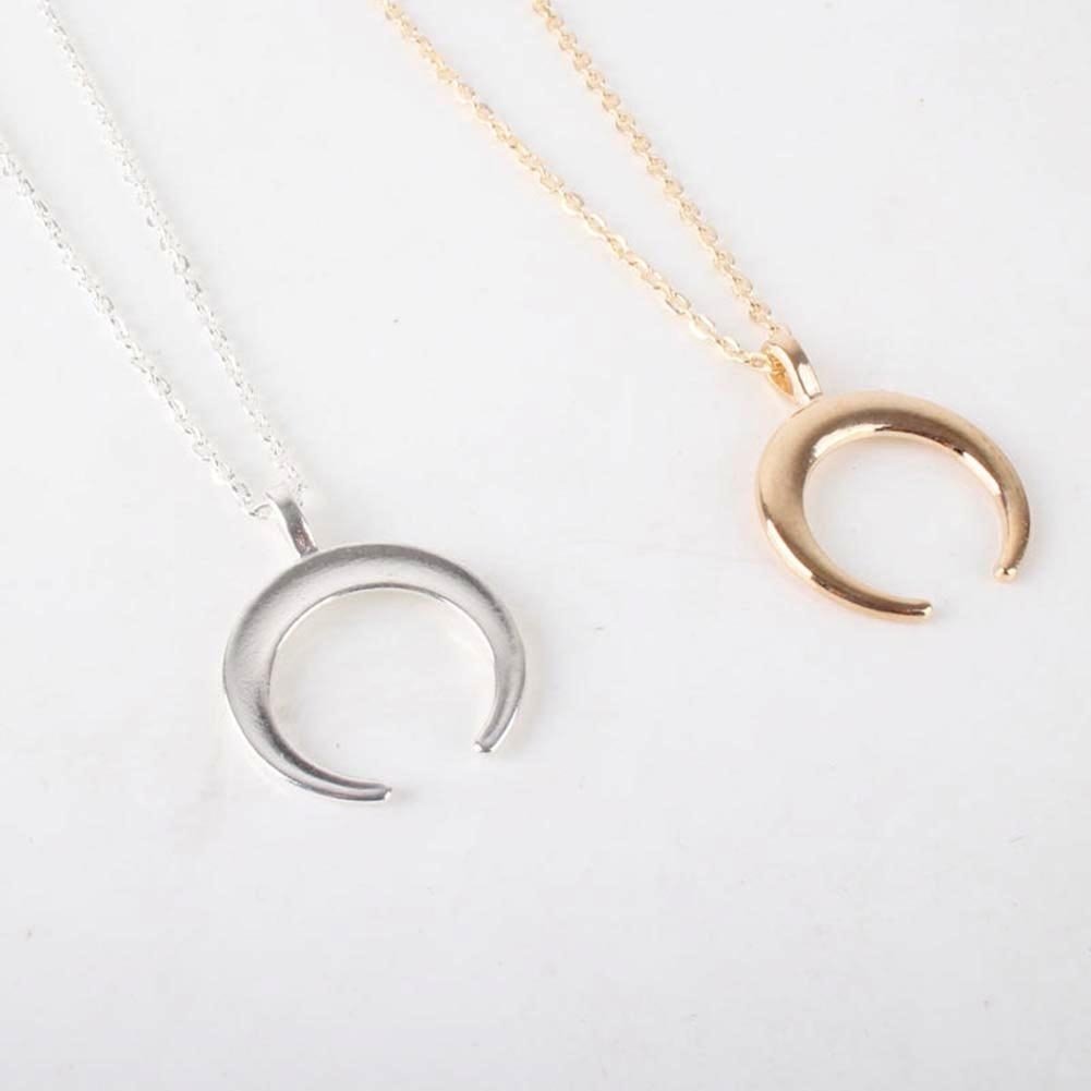 Simple Women Crescent Moon Pendant Chain Necklace Banque Jewelry Birthday Gift Image 1