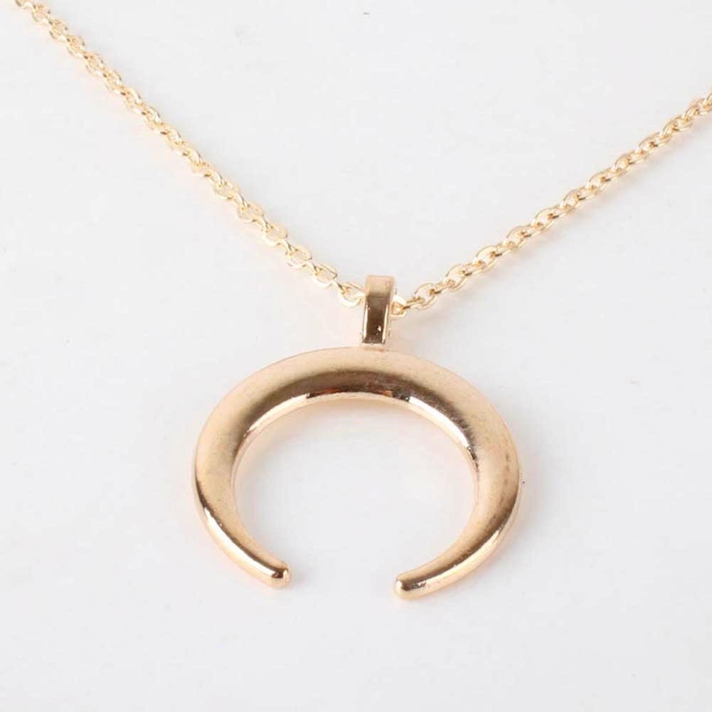 Simple Women Crescent Moon Pendant Chain Necklace Banque Jewelry Birthday Gift Image 4