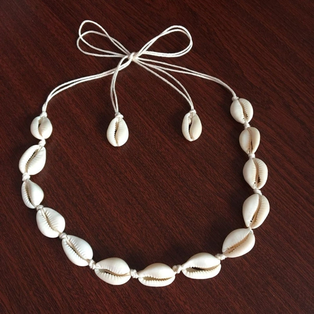 Hawaiian Women Girl Sea Shell Charm Handmade Woven Choker Necklace Jewelry Gift Image 4