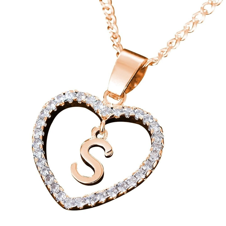 26 Letters Alphabet A To Z Initial Cubic Zirconia Heart Pendant Women Necklace Image 3