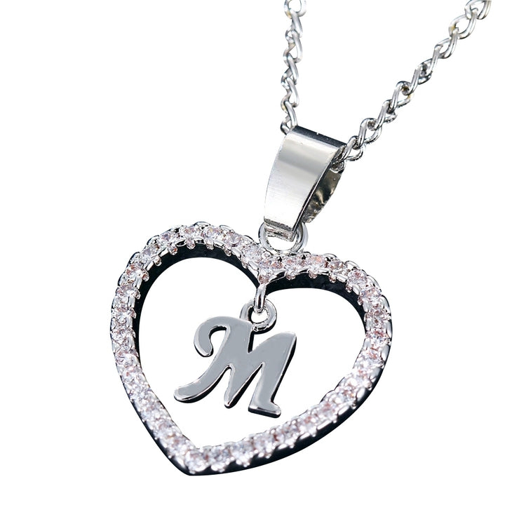 26 Letters Alphabet A To Z Initial Cubic Zirconia Heart Pendant Women Necklace Image 4