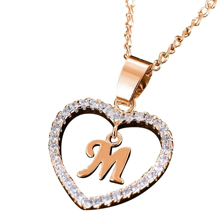 26 Letters Alphabet A To Z Initial Cubic Zirconia Heart Pendant Women Necklace Image 1