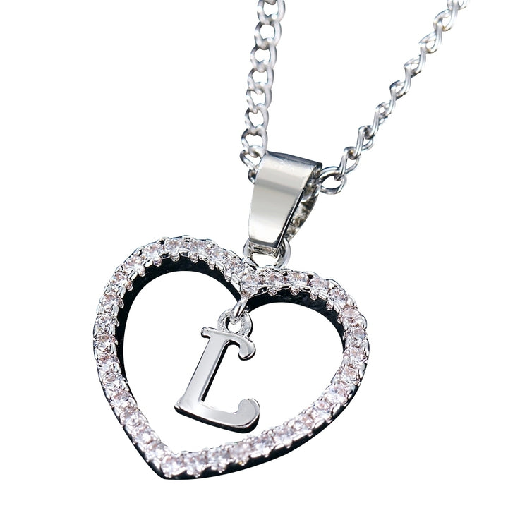 26 Letters Alphabet A To Z Initial Cubic Zirconia Heart Pendant Women Necklace Image 6