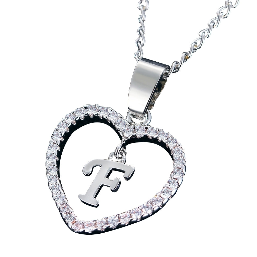 26 Letters Alphabet A To Z Initial Cubic Zirconia Heart Pendant Women Necklace Image 8