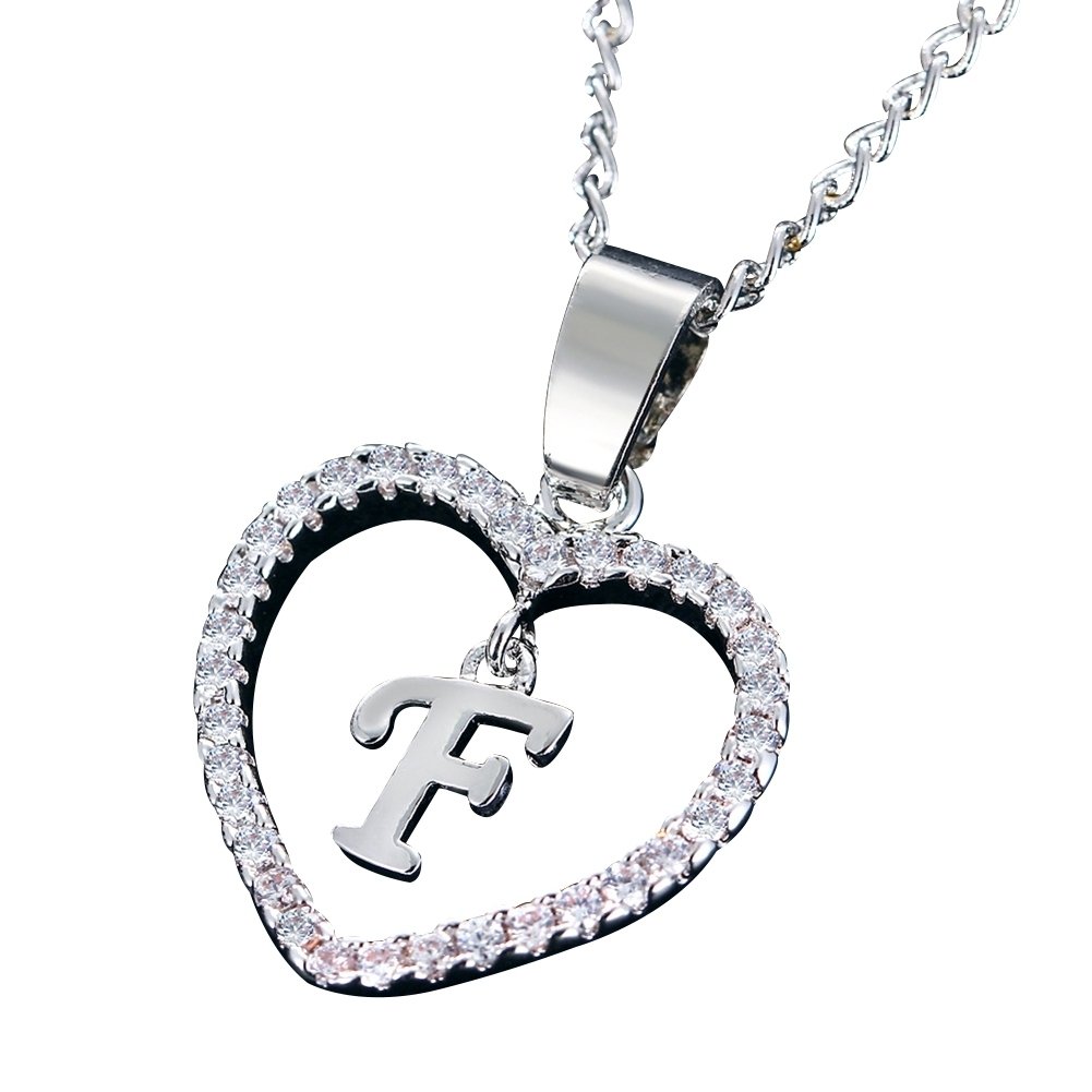 26 Letters Alphabet A To Z Initial Cubic Zirconia Heart Pendant Women Necklace Image 1