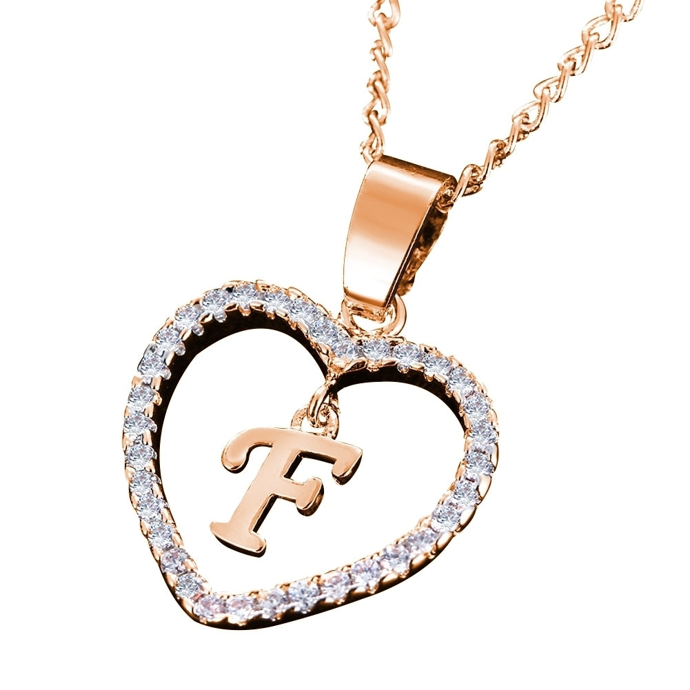 26 Letters Alphabet A To Z Initial Cubic Zirconia Heart Pendant Women Necklace Image 9