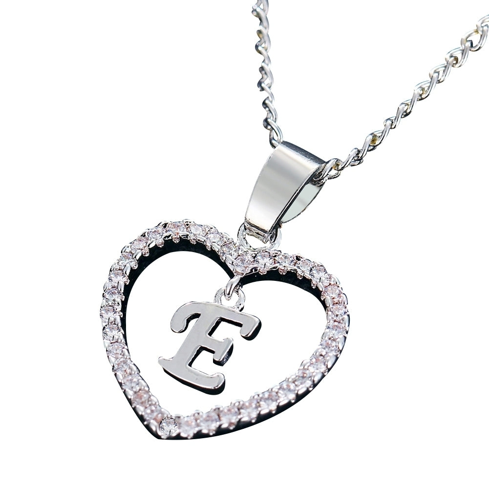 26 Letters Alphabet A To Z Initial Cubic Zirconia Heart Pendant Women Necklace Image 10