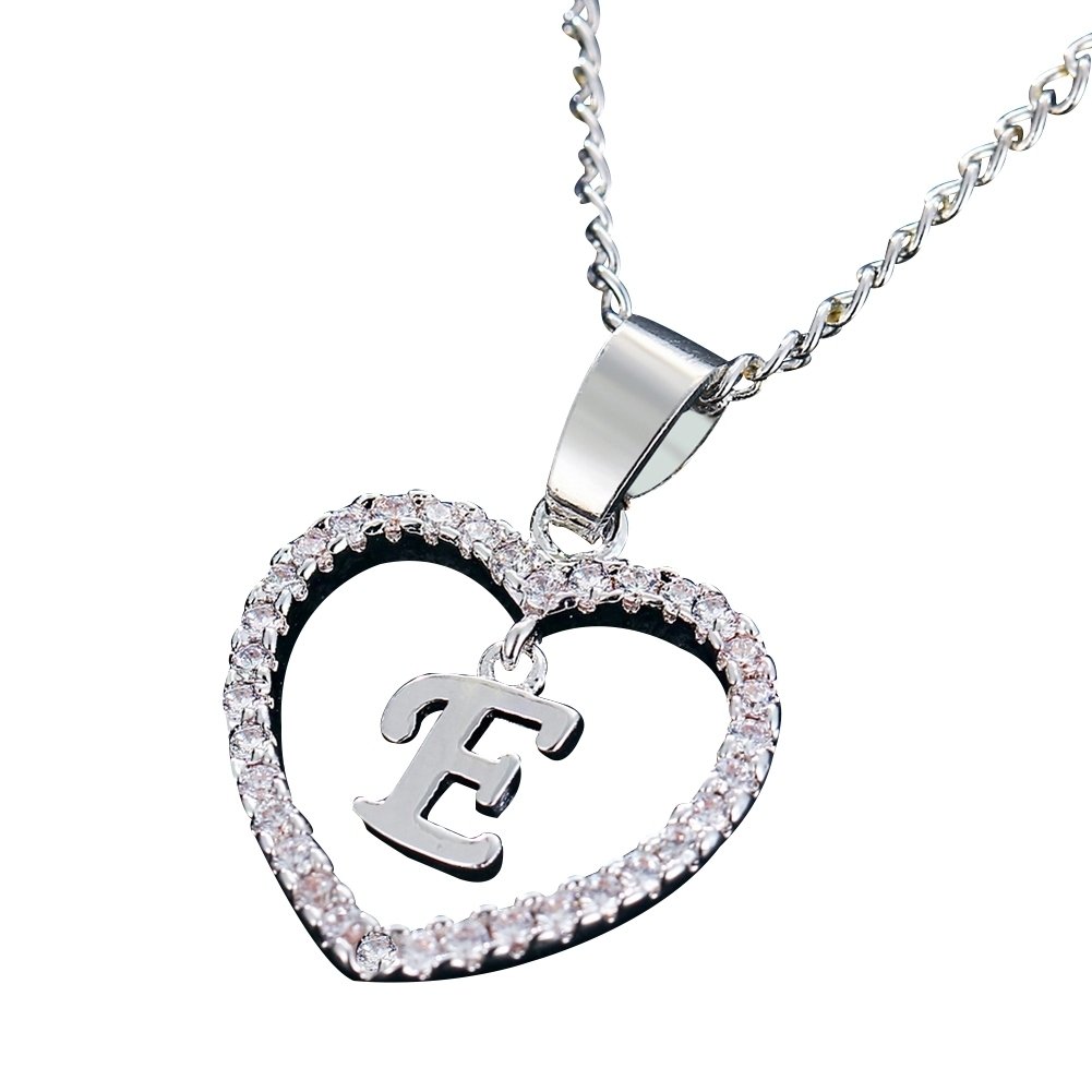 26 Letters Alphabet A To Z Initial Cubic Zirconia Heart Pendant Women Necklace Image 1