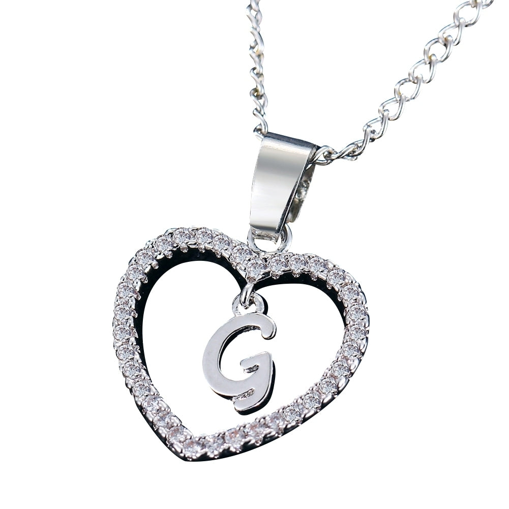 26 Letters Alphabet A To Z Initial Cubic Zirconia Heart Pendant Women Necklace Image 11