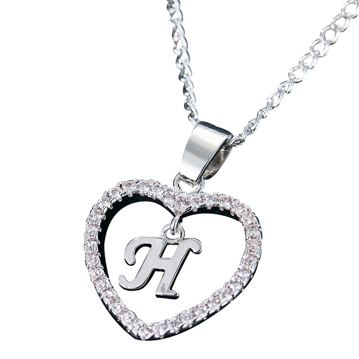 26 Letters Alphabet A To Z Initial Cubic Zirconia Heart Pendant Women Necklace Image 12