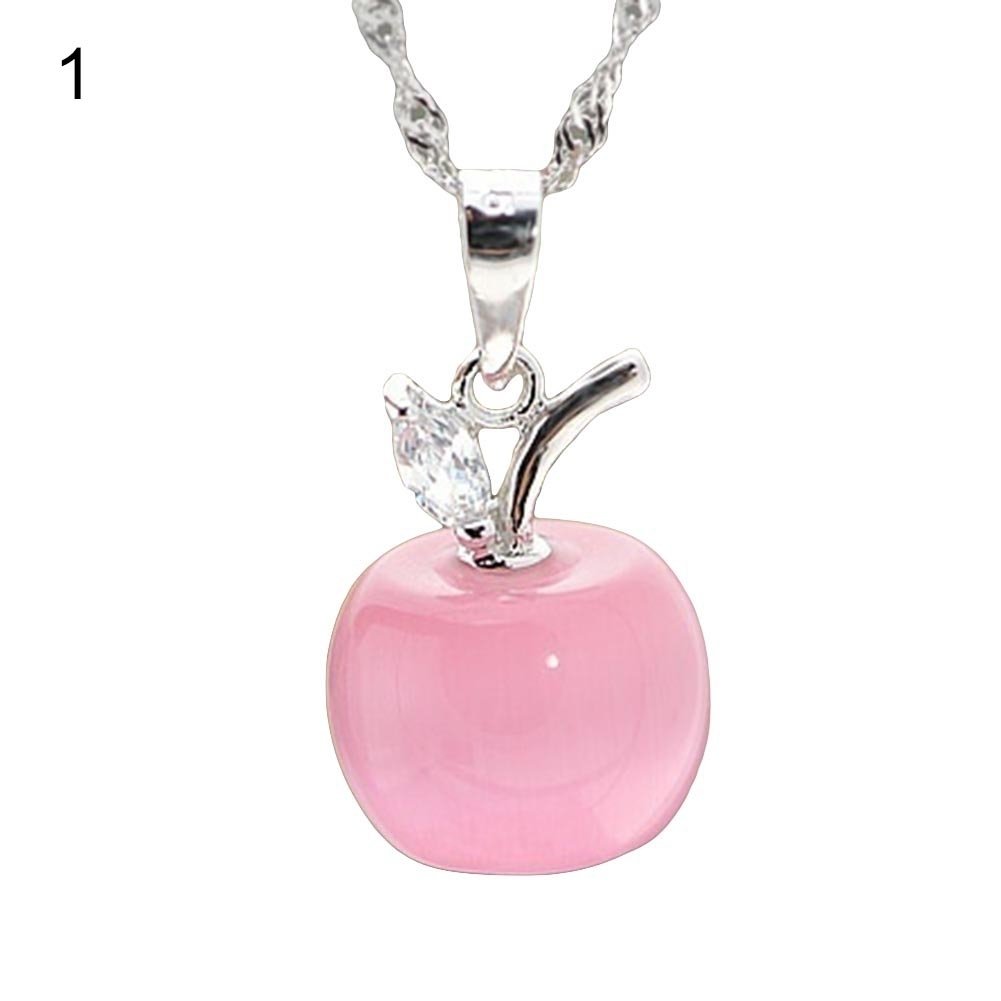 Fashion Apple Faux Opal CZ Pendant Earrings Necklace Women Party Jewelry Gift Image 10