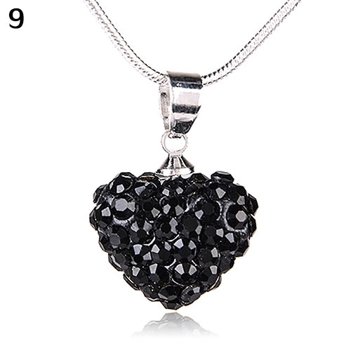 Womens Fashion Sweet Inlaid Rhinestone Love Heart Pendant Short Necklace Gift Image 2