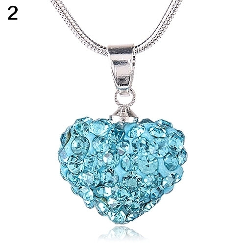 Womens Fashion Sweet Inlaid Rhinestone Love Heart Pendant Short Necklace Gift Image 3