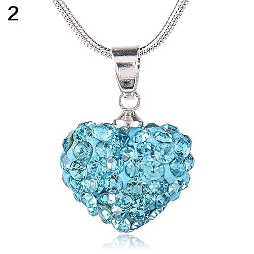 Womens Fashion Sweet Inlaid Rhinestone Love Heart Pendant Short Necklace Gift Image 1