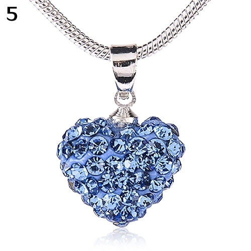 Womens Fashion Sweet Inlaid Rhinestone Love Heart Pendant Short Necklace Gift Image 4