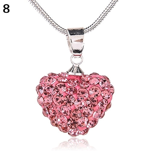 Womens Fashion Sweet Inlaid Rhinestone Love Heart Pendant Short Necklace Gift Image 6