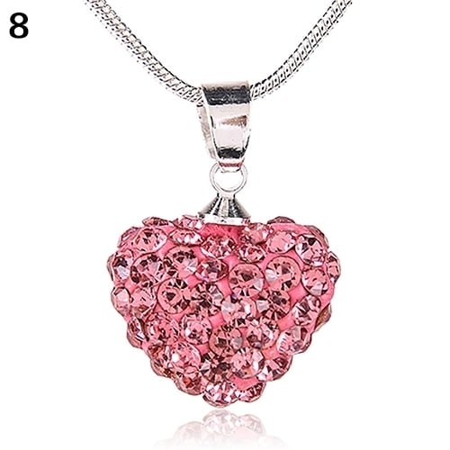 Womens Fashion Sweet Inlaid Rhinestone Love Heart Pendant Short Necklace Gift Image 1