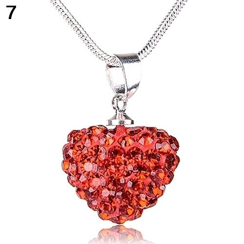 Womens Fashion Sweet Inlaid Rhinestone Love Heart Pendant Short Necklace Gift Image 7