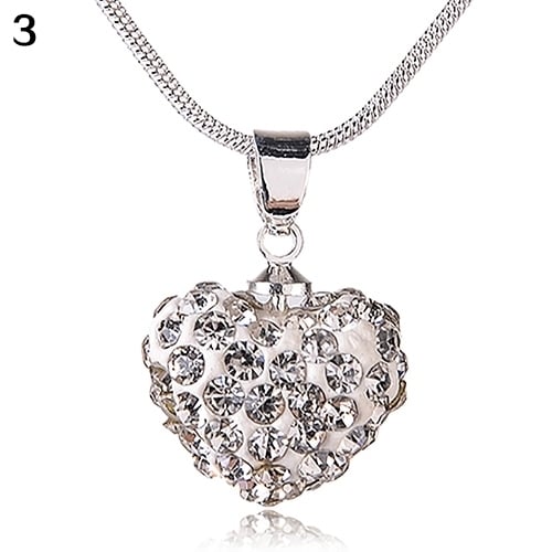 Womens Fashion Sweet Inlaid Rhinestone Love Heart Pendant Short Necklace Gift Image 9