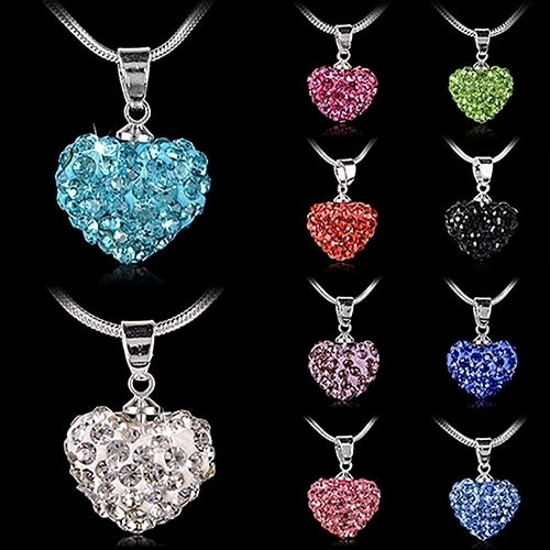 Womens Fashion Sweet Inlaid Rhinestone Love Heart Pendant Short Necklace Gift Image 10