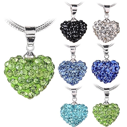 Womens Fashion Sweet Inlaid Rhinestone Love Heart Pendant Short Necklace Gift Image 11