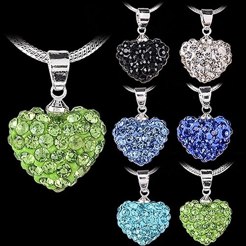 Womens Fashion Sweet Inlaid Rhinestone Love Heart Pendant Short Necklace Gift Image 12