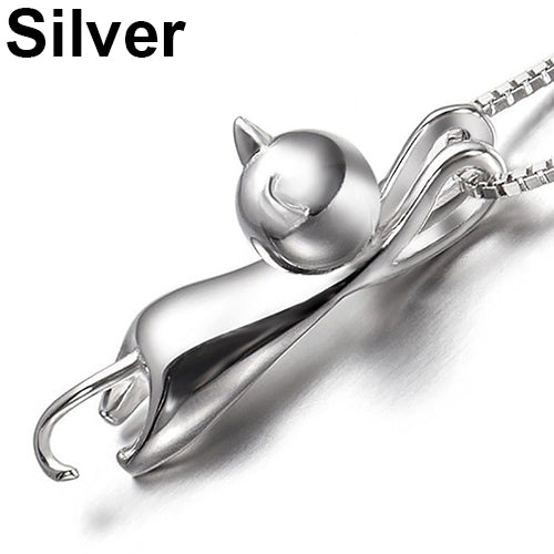 Women Fashion 925 Sterling Silver Chain Cat Pendant Necklace Jewelry Charm Image 3