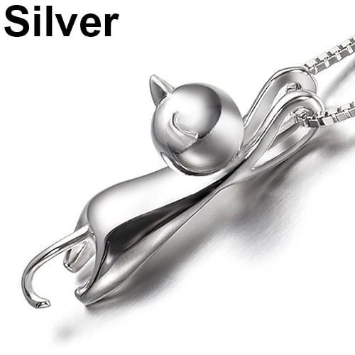 Women Fashion 925 Sterling Silver Chain Cat Pendant Necklace Jewelry Charm Image 1