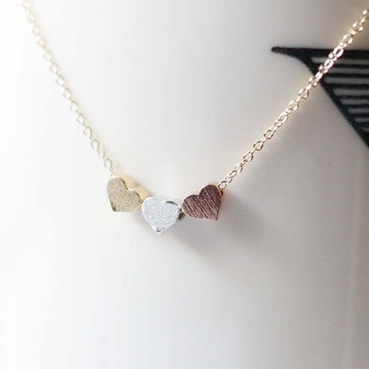 Elegant Three Love Hearts Charm Pendant Necklace Women Cocktail Casual Jewelry Image 3