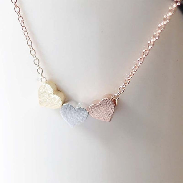 Elegant Three Love Hearts Charm Pendant Necklace Women Cocktail Casual Jewelry Image 4