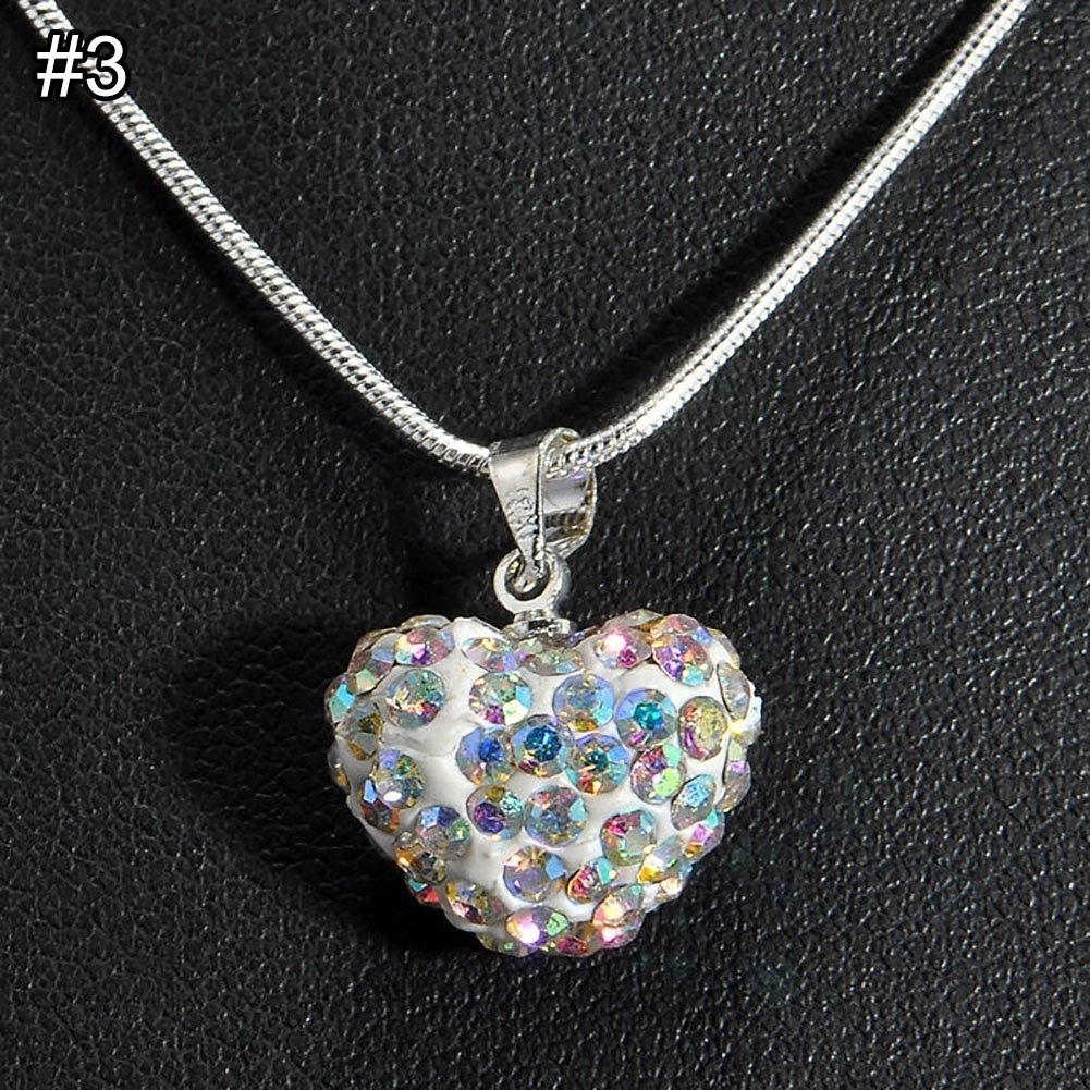 Elegant Rhinestone Inlaid Love Heart Pendant Snake Chain Women Necklace Jewelry Image 3