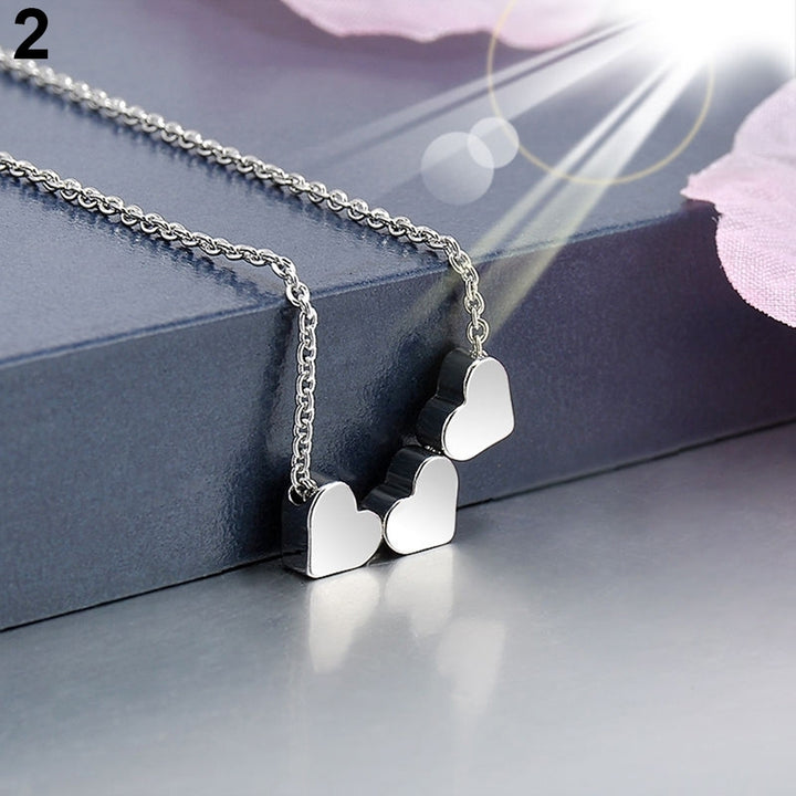 Elegant Three Love Hearts Charm Pendant Necklace Women Cocktail Casual Jewelry Image 8