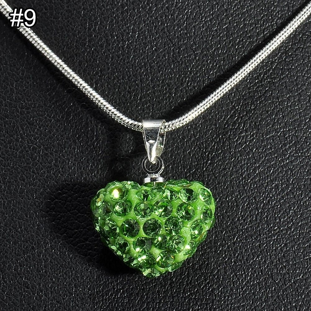 Elegant Rhinestone Inlaid Love Heart Pendant Snake Chain Women Necklace Jewelry Image 8