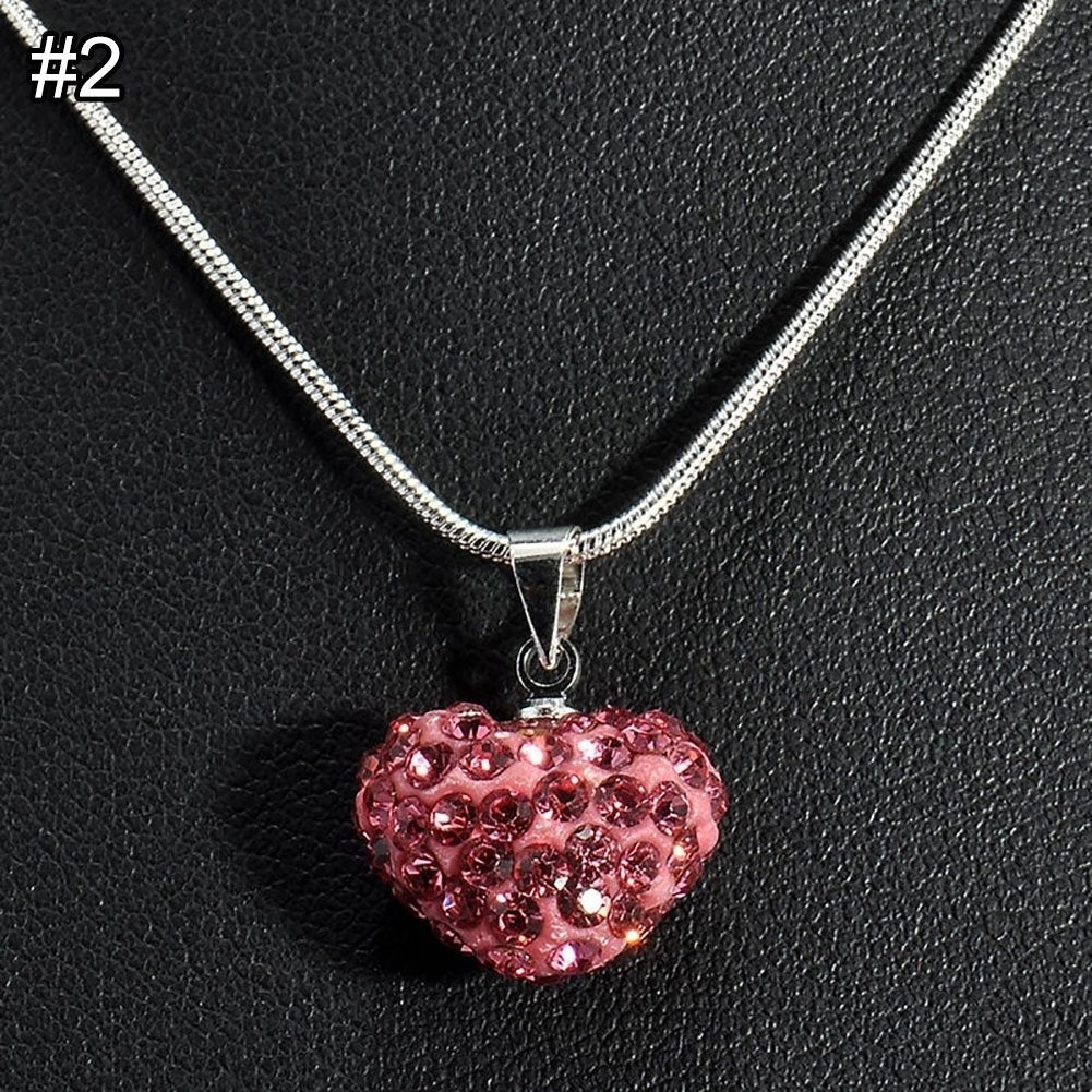 Elegant Rhinestone Inlaid Love Heart Pendant Snake Chain Women Necklace Jewelry Image 12