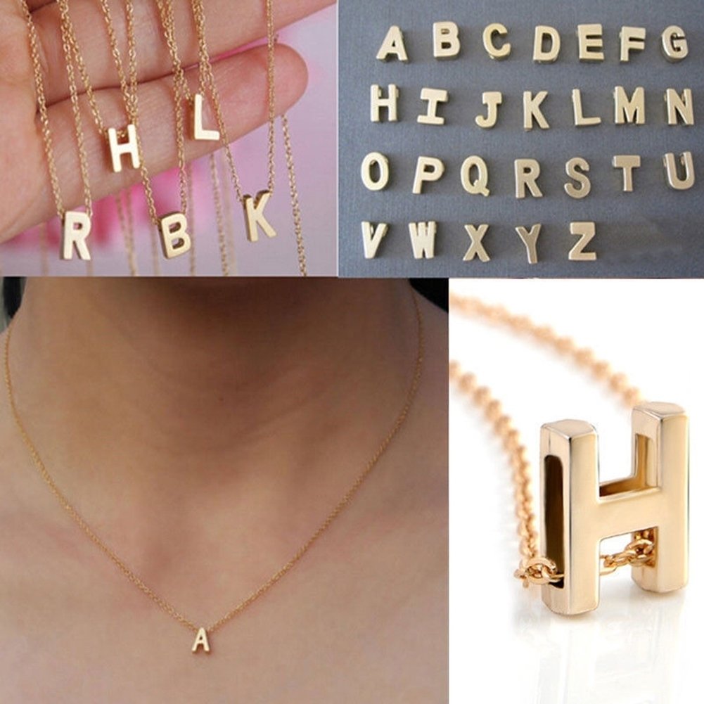 Fashion Women Gold Plated Initial Alphabet Letter A-Z Pendant Chain Necklace Image 1