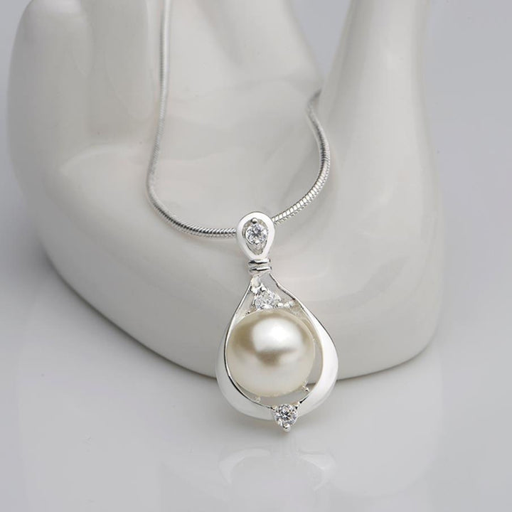 Fashion Women Faux Pearl Rhinestone Teardrop Charm Necklace Party Jewelry Gift Image 4