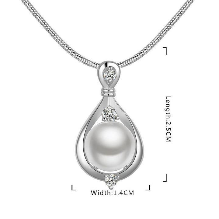 Fashion Women Faux Pearl Rhinestone Teardrop Charm Necklace Party Jewelry Gift Image 6