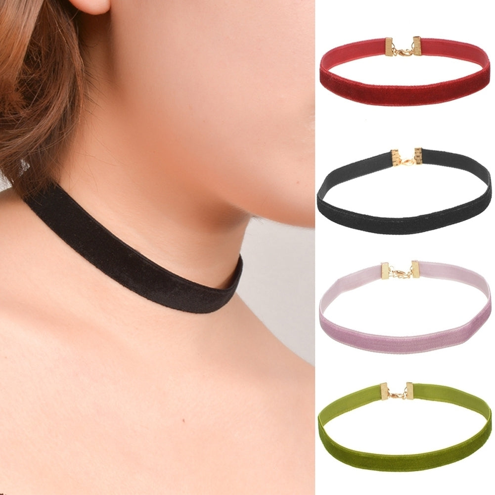 Gothic Soft Velvet Solid Color Choker Necklace Lady Girl Club Dance Jewelry Gift Image 1