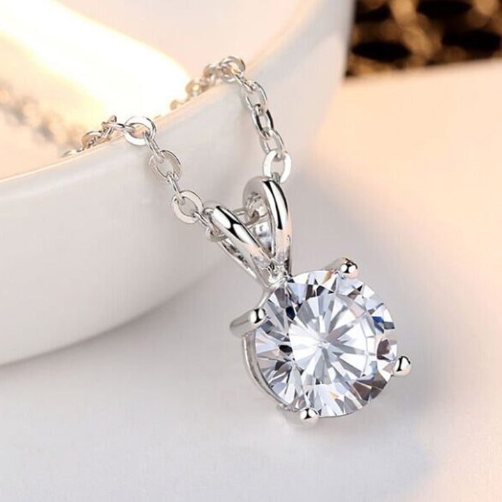 Women Fashion Stereoscopic Rhinestone Pendant Silver Plated Chain Necklace Gift Image 2