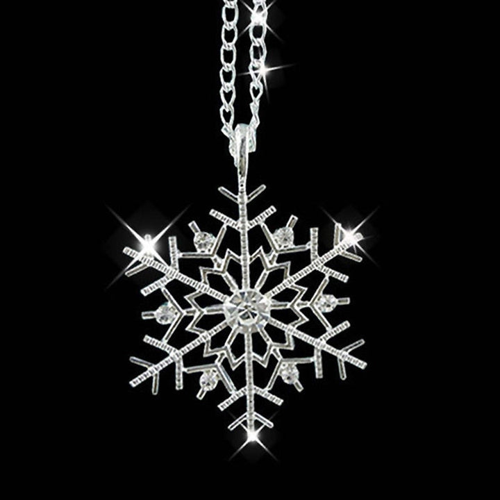 Fashion Frozen Snowflake Shiny Rhinestone Pendant Chain Necklace Christmas Gift Image 1