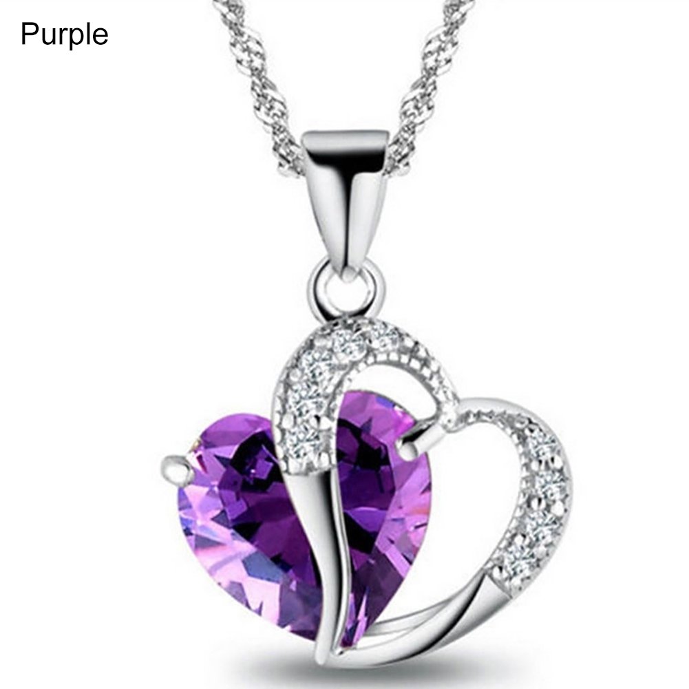 Women Fashion Shiny Rhinestone Necklace Chain Hearts Pendant Jewelry Party Gift Image 3