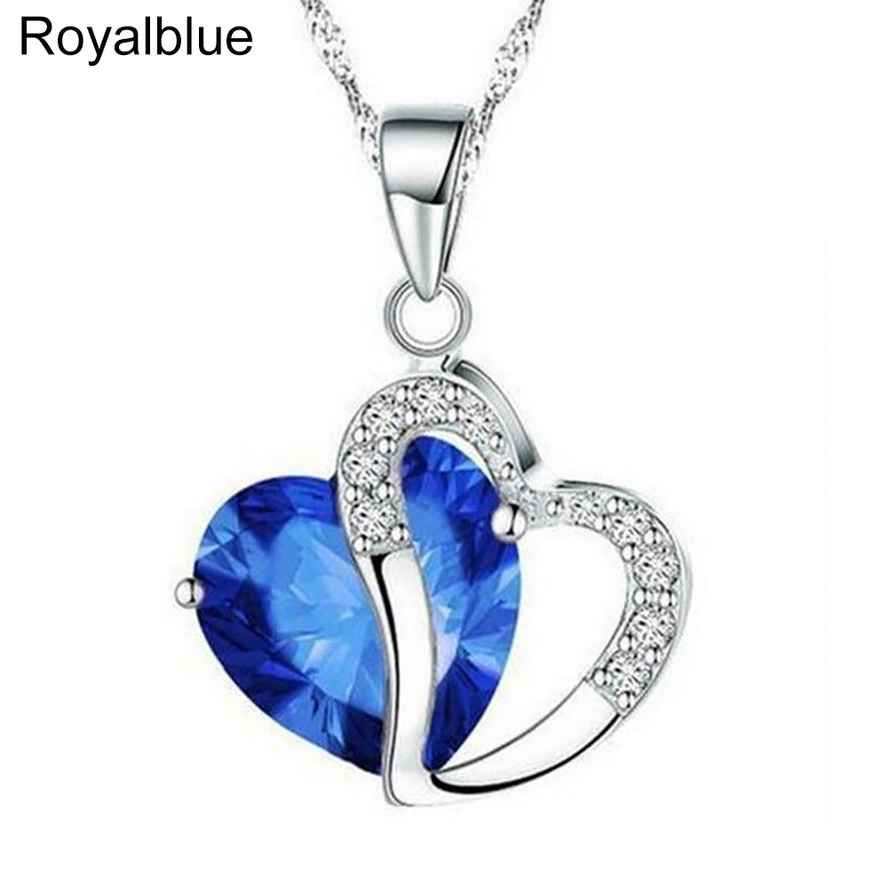 Women Fashion Shiny Rhinestone Necklace Chain Hearts Pendant Jewelry Party Gift Image 4