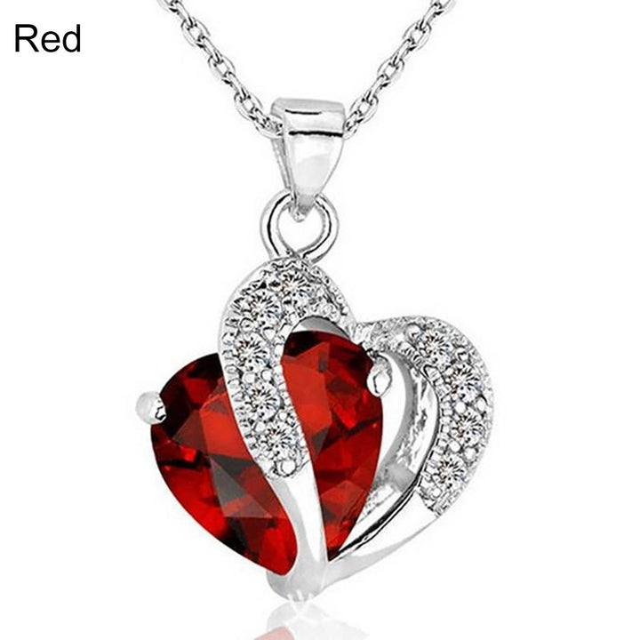 Women Fashion Shiny Rhinestone Necklace Chain Hearts Pendant Jewelry Party Gift Image 4