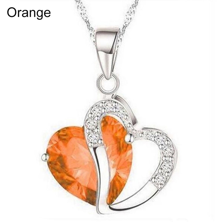 Women Fashion Shiny Rhinestone Necklace Chain Hearts Pendant Jewelry Party Gift Image 7