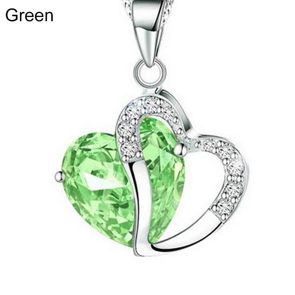 Women Fashion Shiny Rhinestone Necklace Chain Hearts Pendant Jewelry Party Gift Image 8