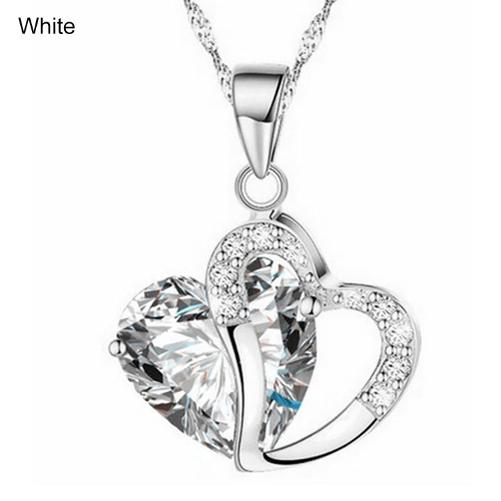 Women Fashion Shiny Rhinestone Necklace Chain Hearts Pendant Jewelry Party Gift Image 9