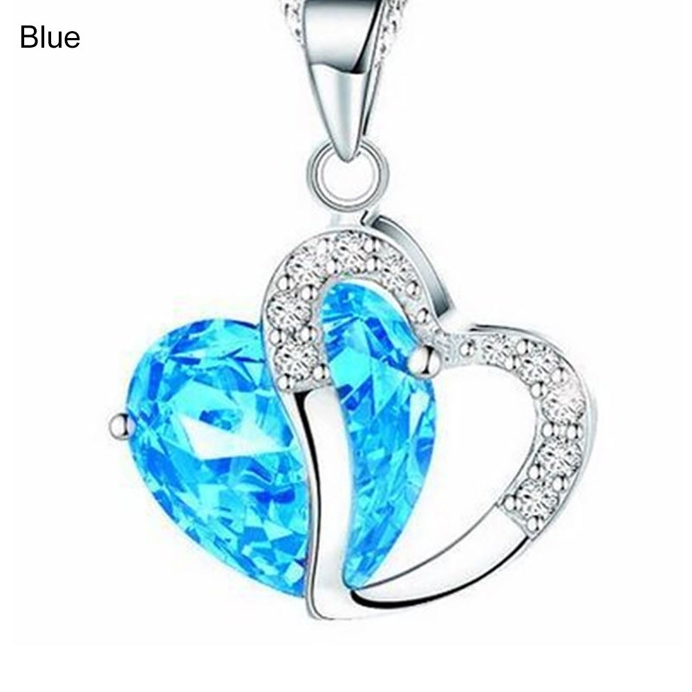 Women Fashion Shiny Rhinestone Necklace Chain Hearts Pendant Jewelry Party Gift Image 10