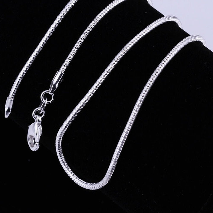 16 Inch - 24 Inch Women Fashion Silver Plated Snake Chain Necklace Jewelry Image 2